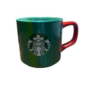 Starbucks Green Marble Pattern Small Mug Cup With Red Handle 11 oz 2022